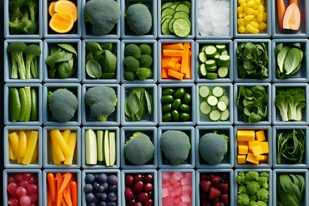 Top view healthy frozen food arrangement