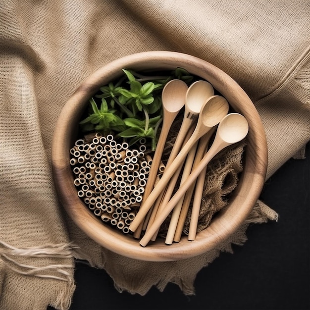 Top View Healthy Meal With Wooden Forks