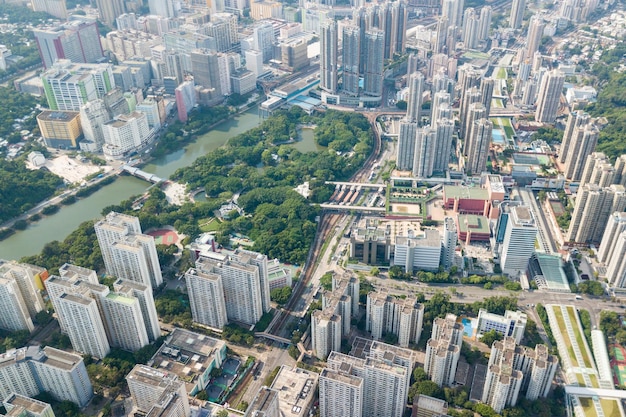 Top view of Hong Kong city