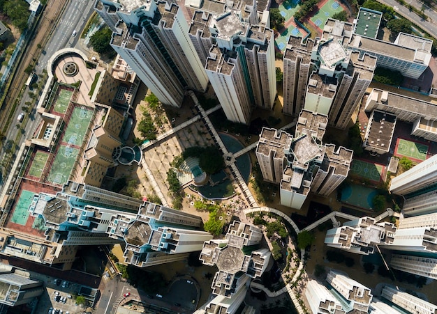 Top view of hong kong down town