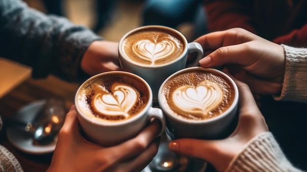 Top view of hot coffee latte view