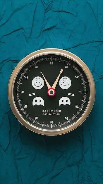 Top view image of barometer with of happy and sad face