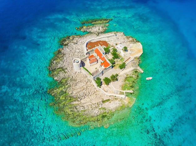 Top view of the island with a fortress