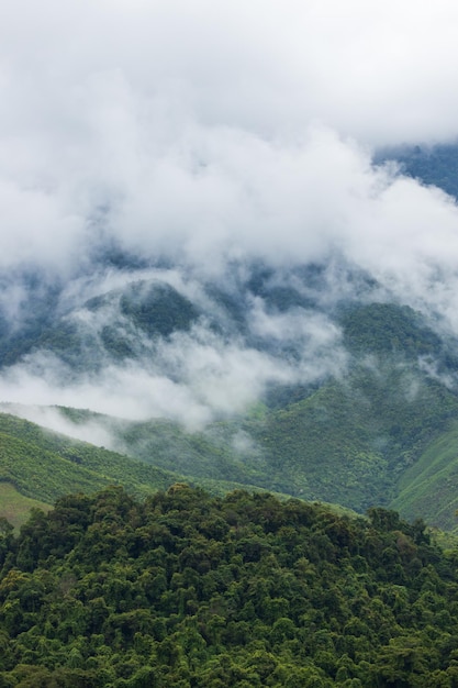 Top view Landscape of Morning Mist with Mountain Layer at north of Thailand