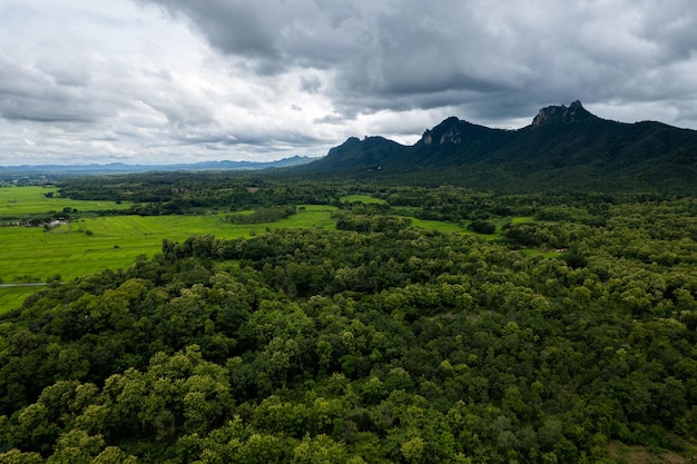 Top view Landscape of Morning Mist with Mountain Layer