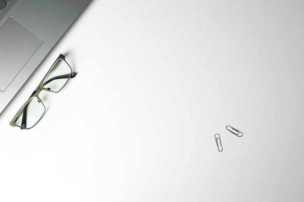 Top view of laptop on white background