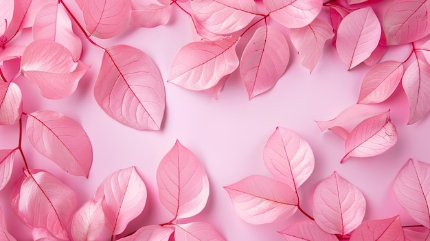 Photo top view light pink leaves