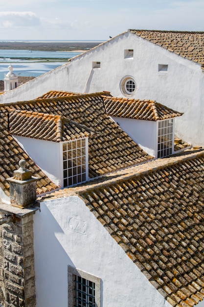 Top view of the main church of the historical old town of Faro, Portugal.