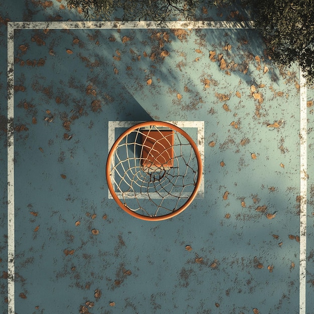 Photo top view of metallic basketball ring