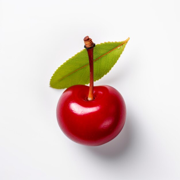 Photo top view minimalistic of an isolated acerola cherry