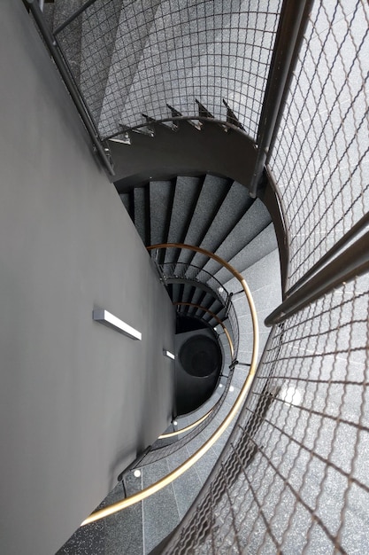 Top view of a modern staircase in an apartment building