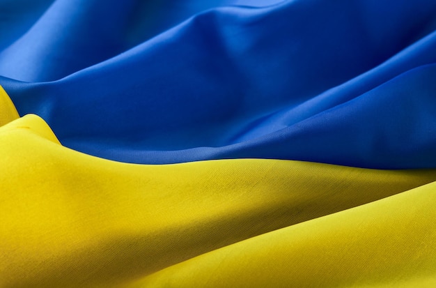 Top view of the National flag of Ukraine