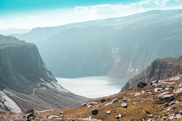 Top view of the Norwegian fjord