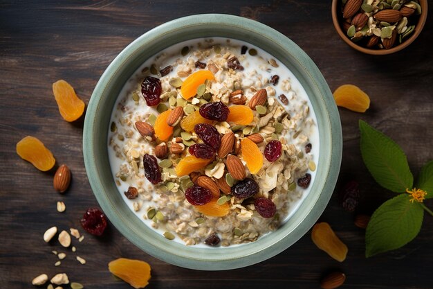 Top View of a Nutritious Muesli Bowl