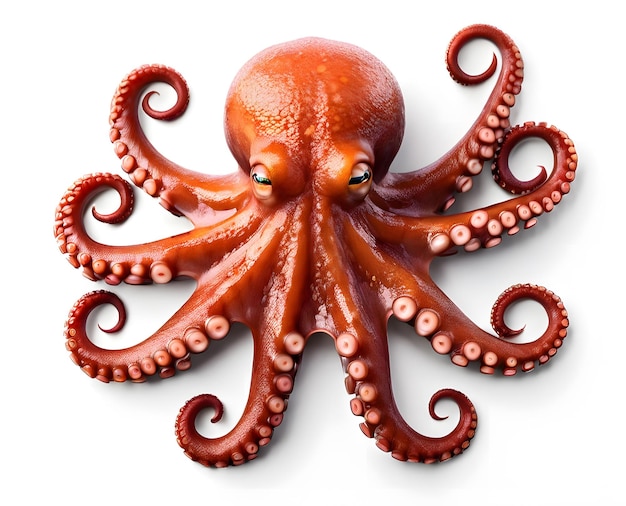 Top view of an octopus on white background