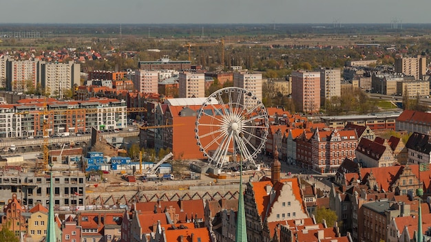 Top view of the old town of Gdansk