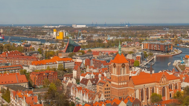 Top view of the old town of Gdansk