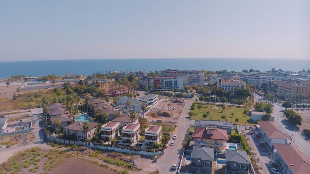 Top view Panoramic view of the resort town Sea on the horizon Photography Beautiful seascape