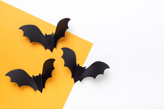 top view paper bats decorations for halloween