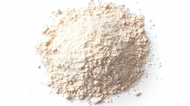 Top View of Pile of Organic Flour on White Background