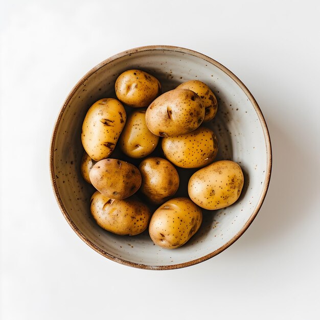 Top view of potatoes in bowl