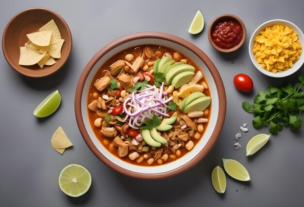 Photo top view pozole