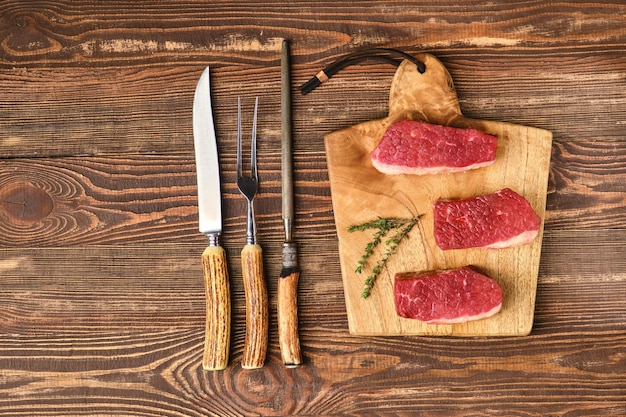 Top view of raw beef brisket flat steak