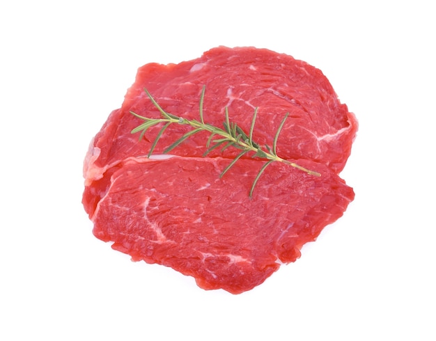 Top view of Raw beef meat isolated.