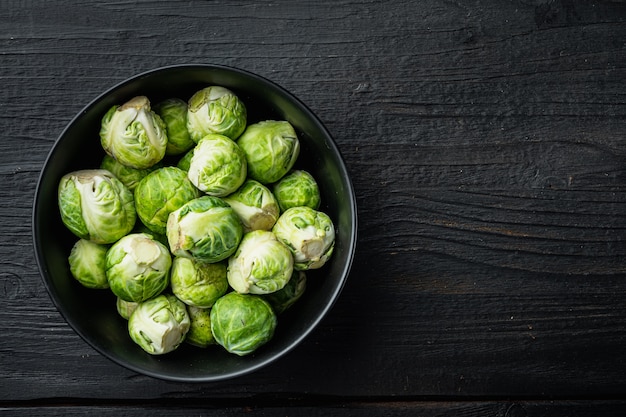 Top view of raw brussels sprouts