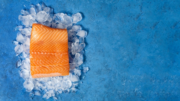 Top view raw trout still life