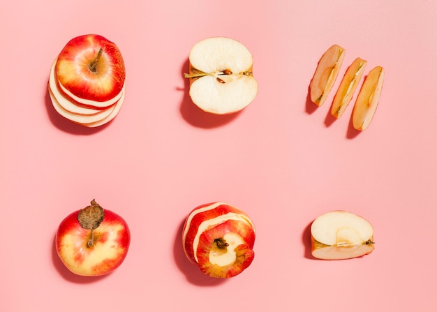 Top view red apples arrangement