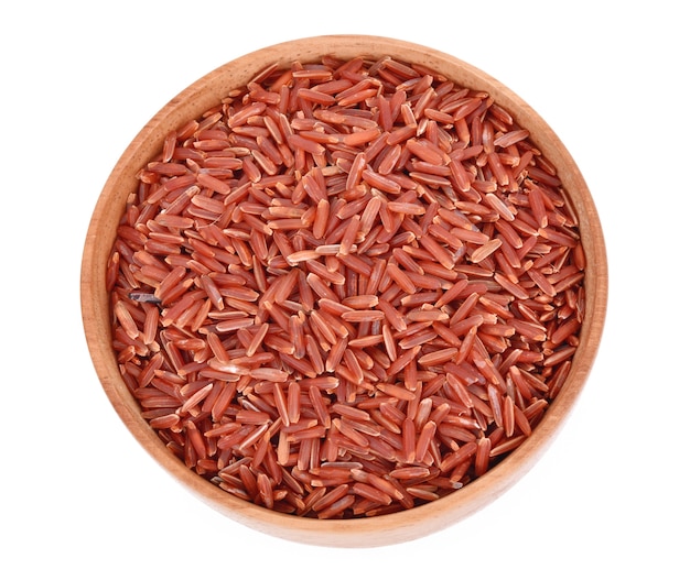 Top view of red rice isolated