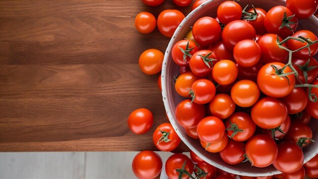 Top view red tomatoes ripe vegetables on brown wooden desk