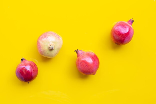 Top view of ripe pomegranate fruit