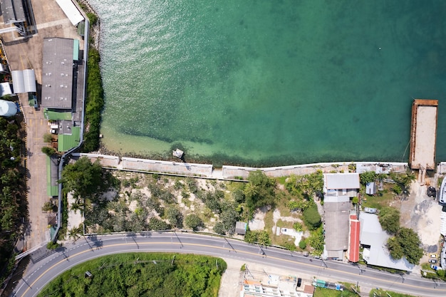 Top view road near the sea at Phuket Thailand