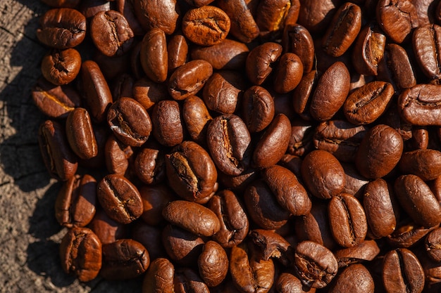 top view roasted Coffee beans