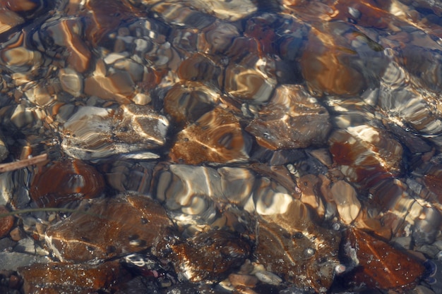 Top view of the rocks under water