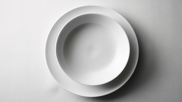 Top view of round empty plate grey colored with white plate Generative Ai