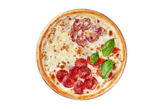 Top view Round thin pizza