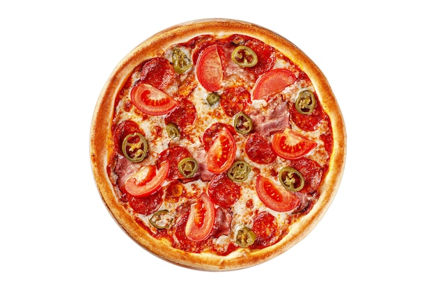 Top view Round thin pizza