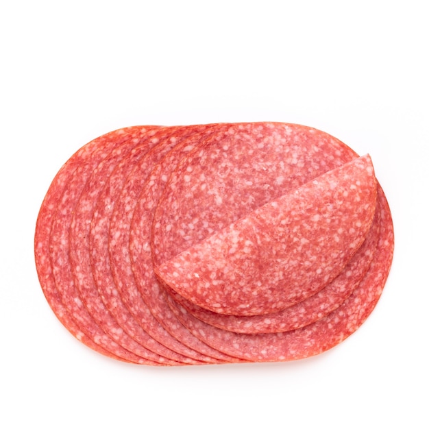 Top view of salami slices