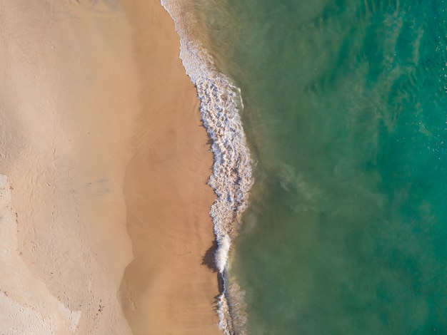 top view sand and sea in sunset time