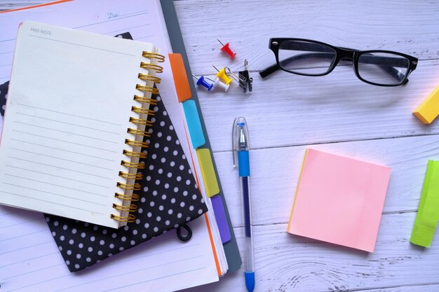 Top view of school stationary