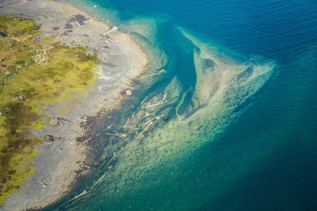 top view of sea and land