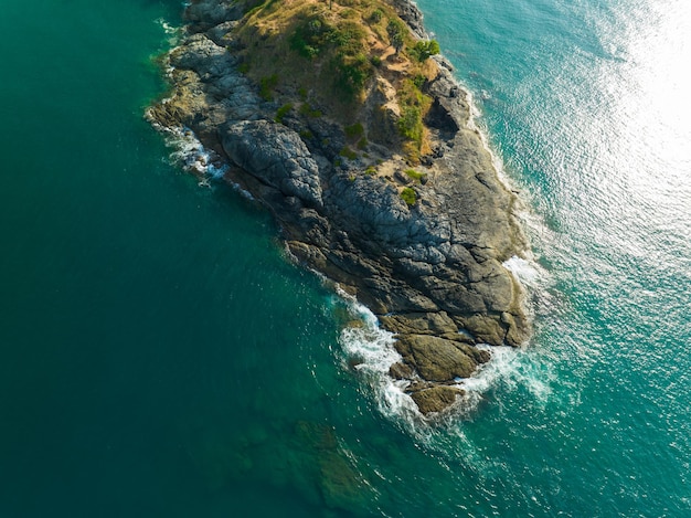 Top view Seashore ocean background Beautiful nature Amazing seacoast view background