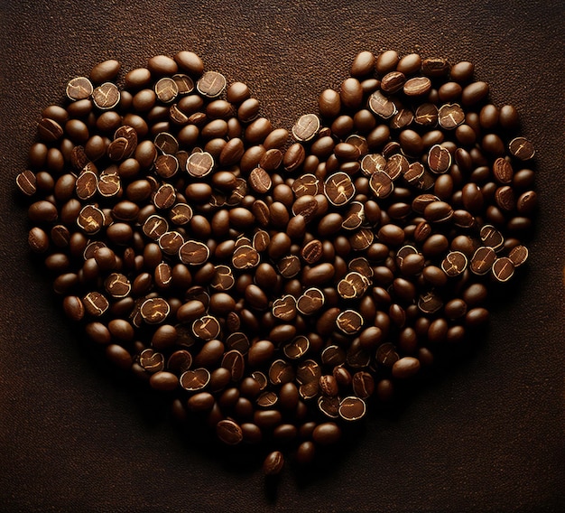 Top view of shining coffee beans near a cork surface digital illustration painting