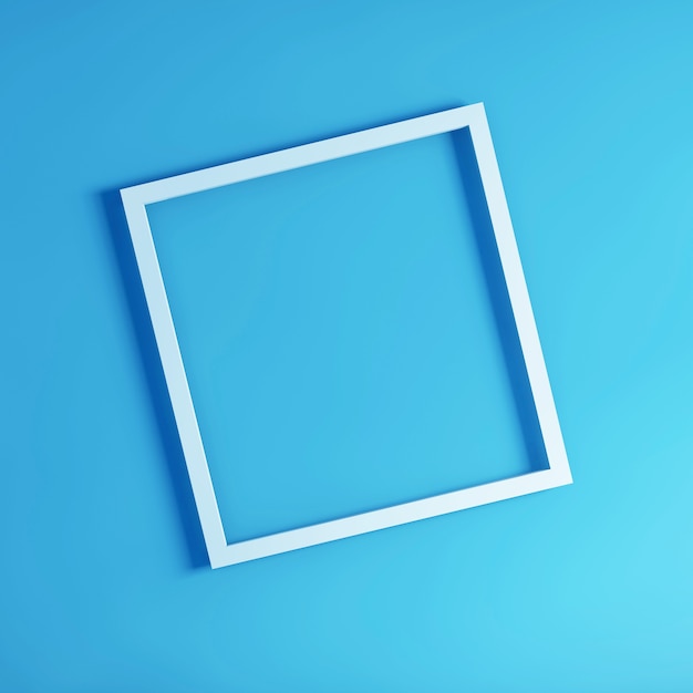 Top view shot of a white frame board on a light blue surface