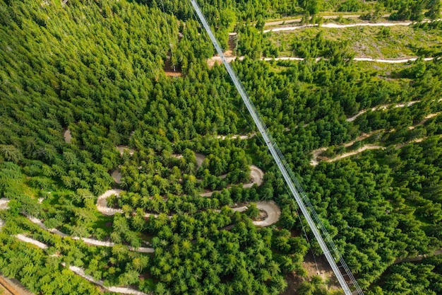 Top view of a Sky Bridge 721 in Dolni Morava in Czech Republic The longest suspension footbridge