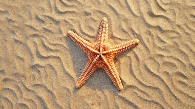 top view starfish on sandy beach background