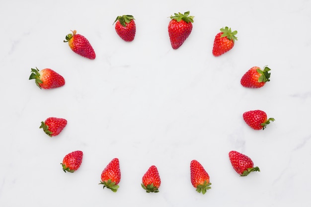 Top view strawberries frame